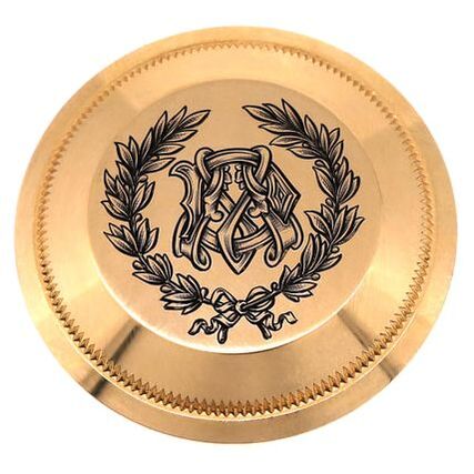 Gold Rolex with hand engraved monogram in laurel wreath