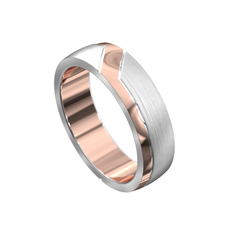 Two tine wedding ring - white gold with rose gold